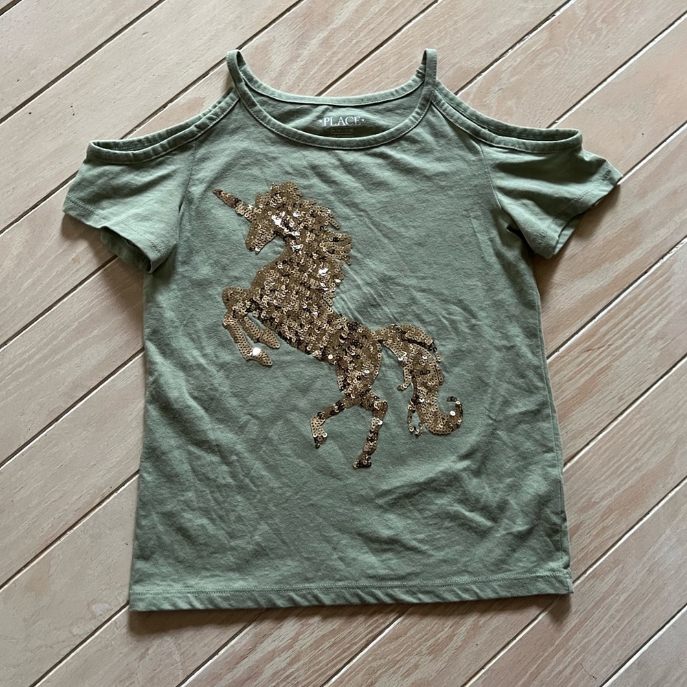 Children’s Place Cold Shoulder Unicorn Tee M